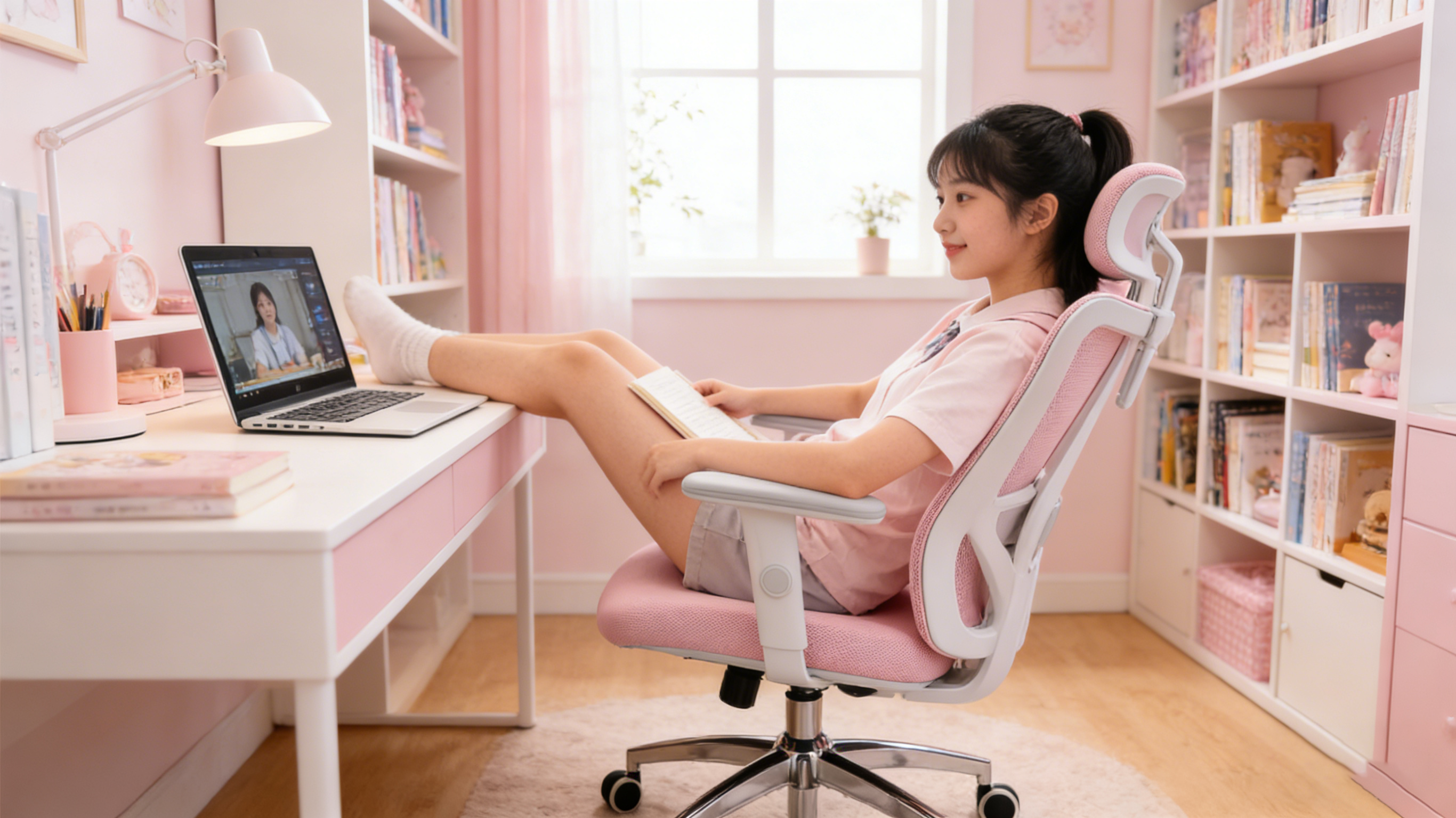 Silent gravity casters on a professional study chair ergonomic