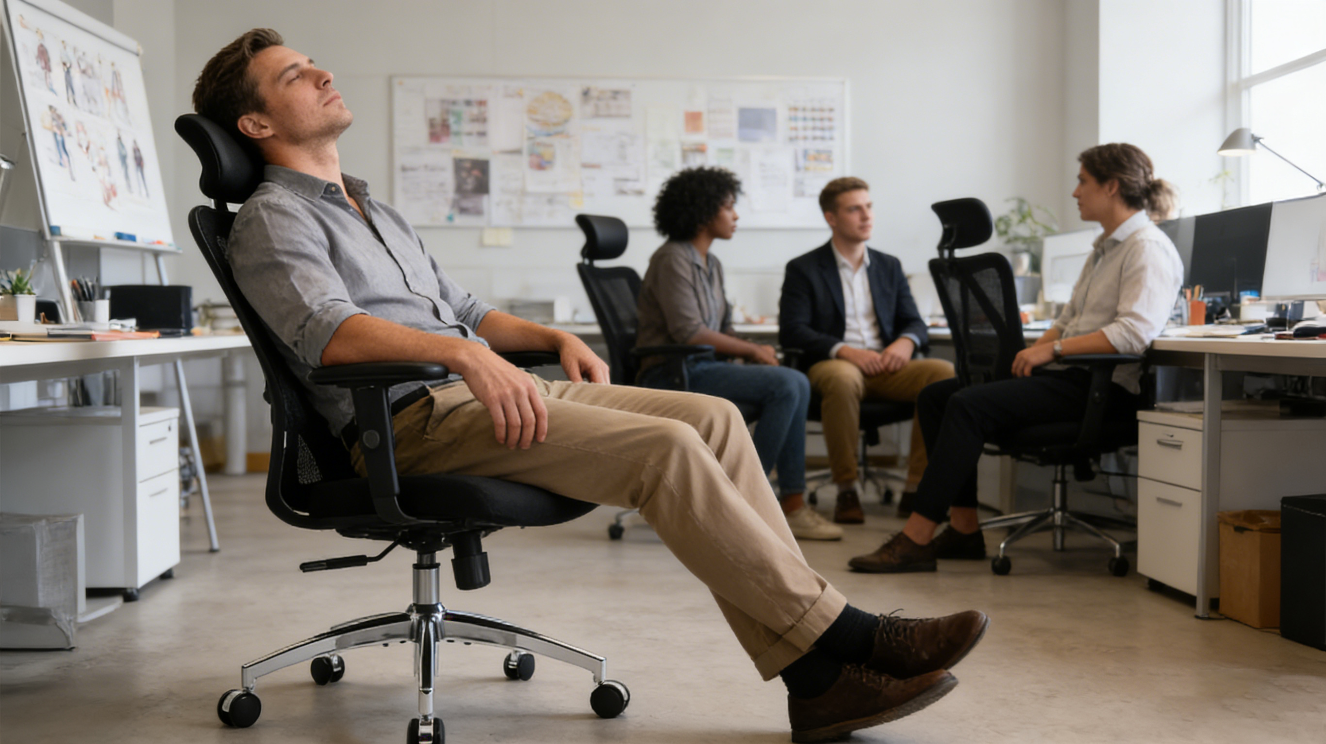 Sky blue ergonomic office seating for a stress-free workspace