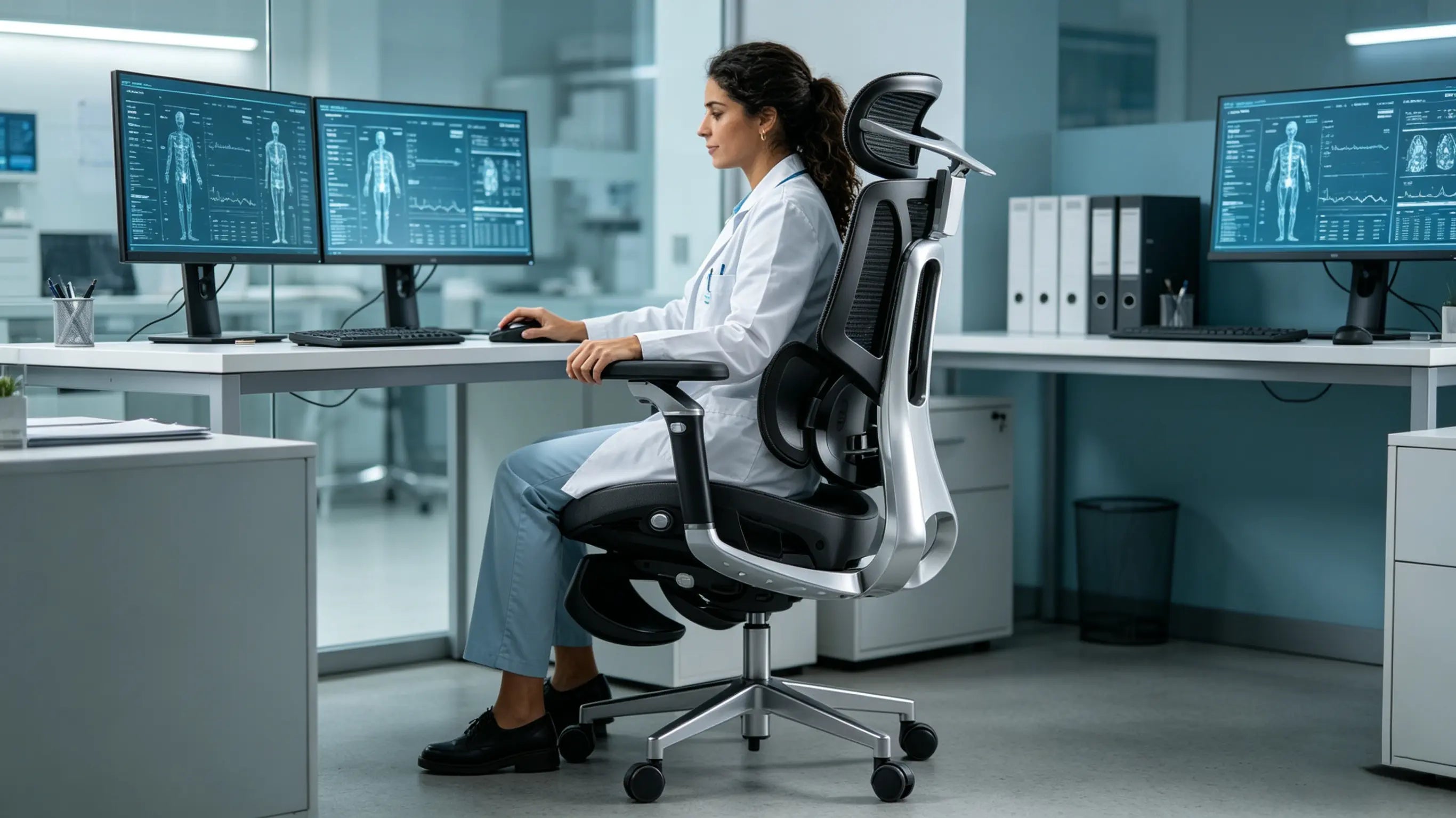 Soporte lumbar biónico para aliviar la presión sobre los órganos internos en la silla oficina ergonómica