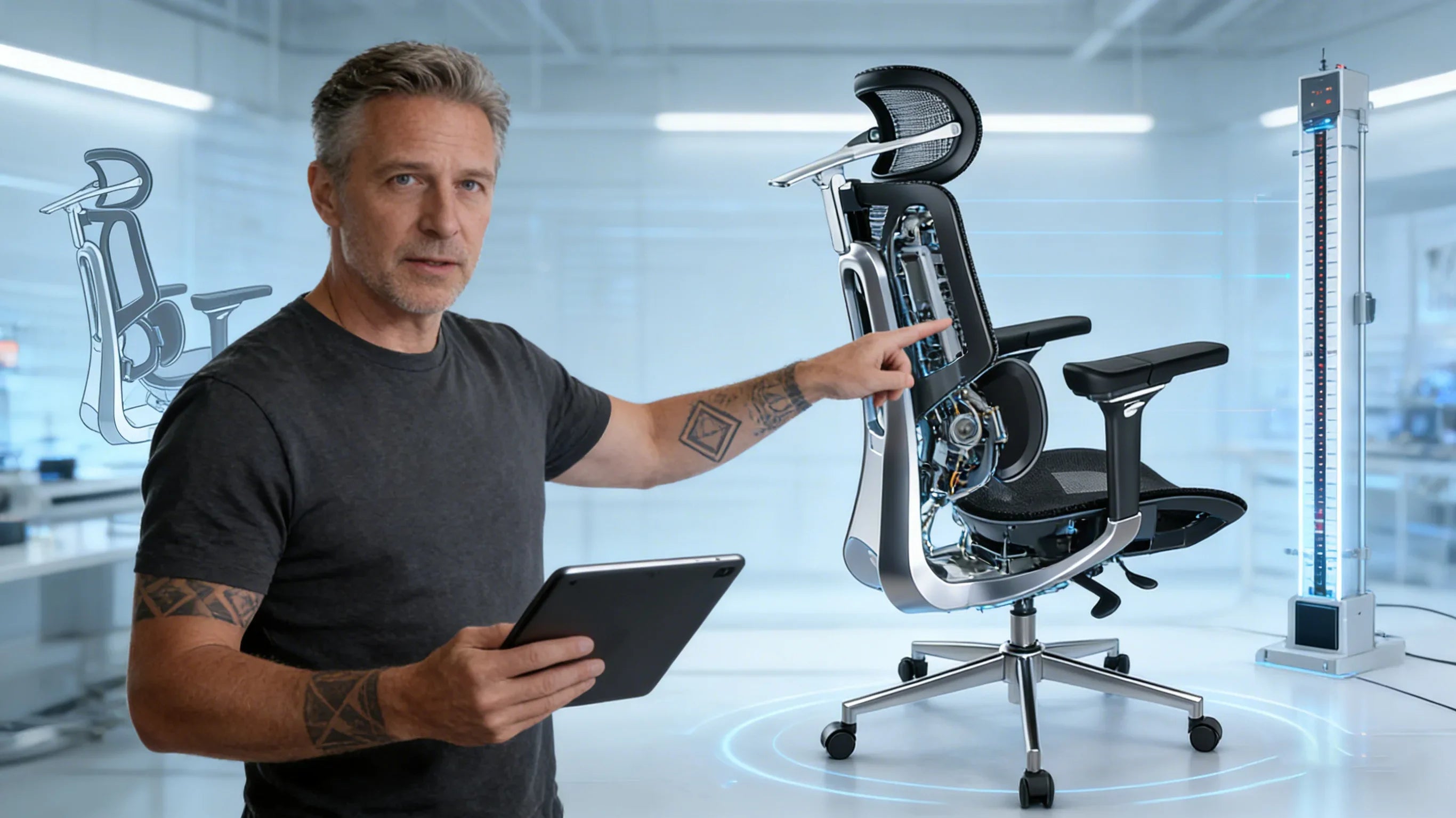 A European tech reviewer testing the [**top rated ergonomic office chair**].