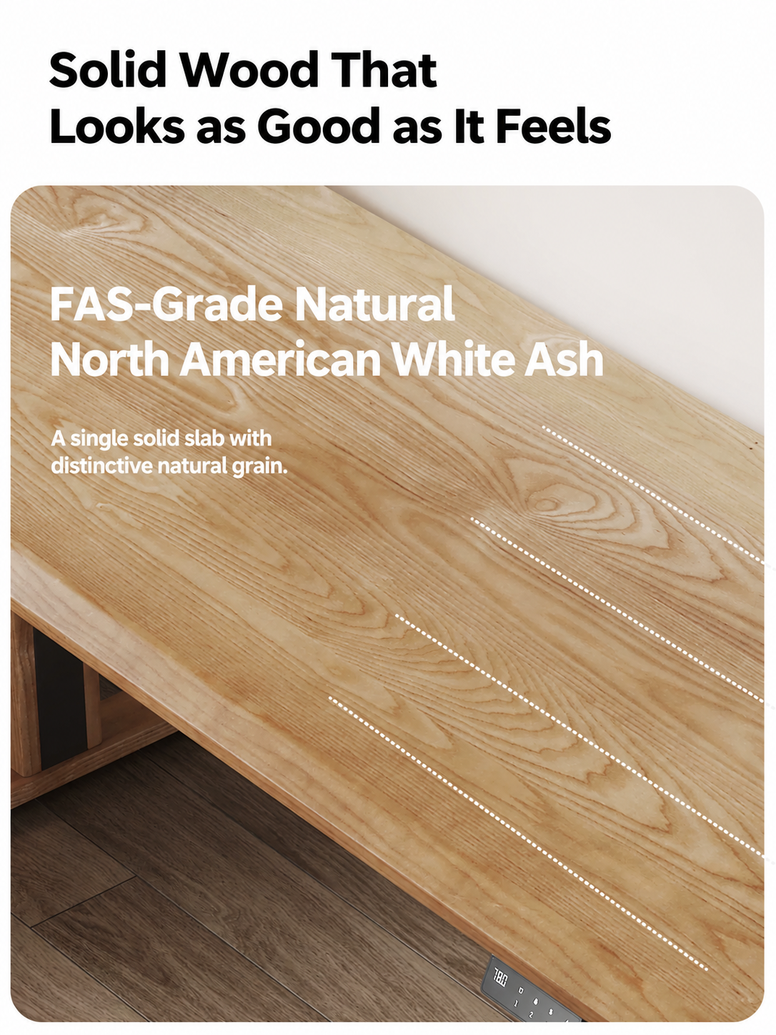M2-1 solid wood standing desk features and height adjustment