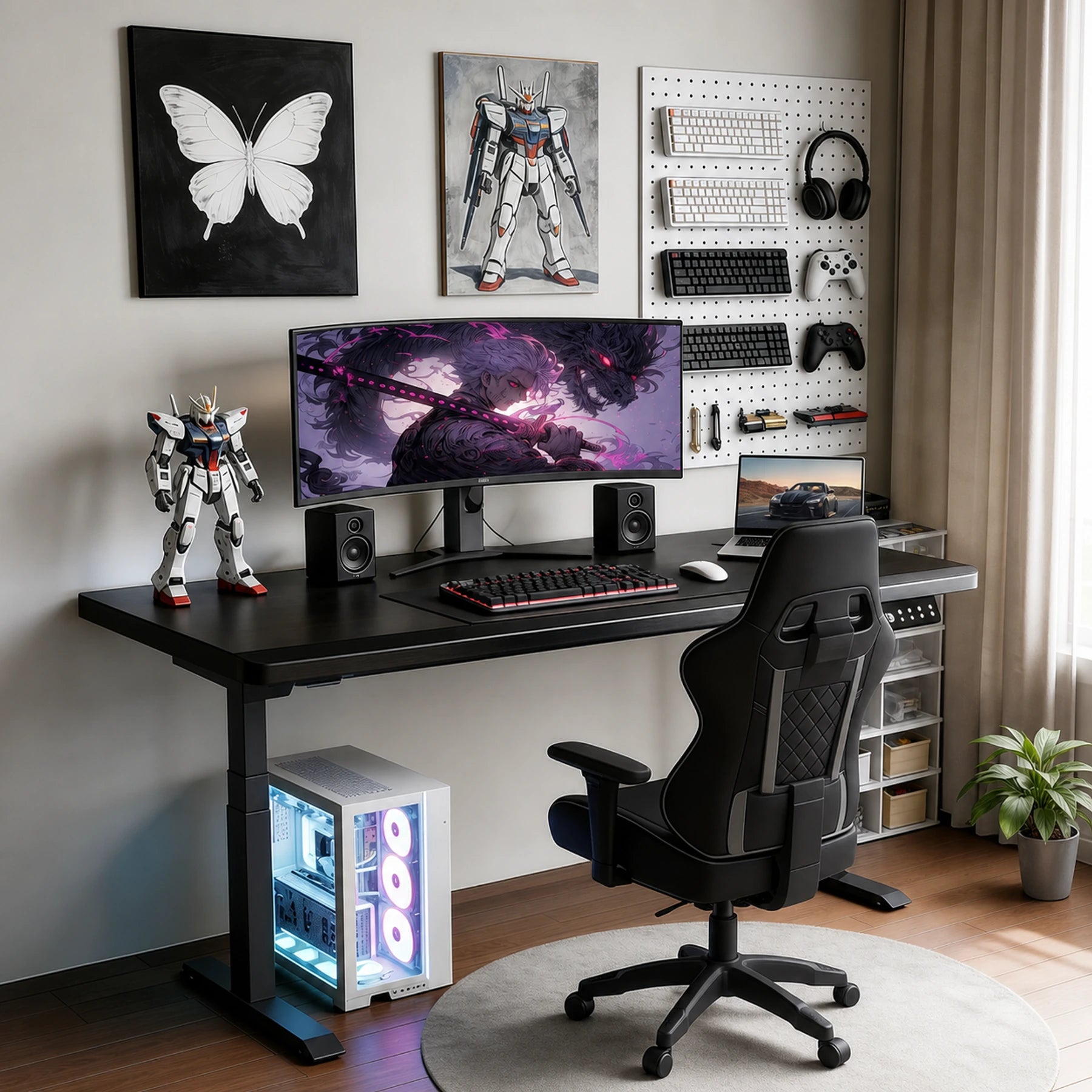 45 mm solid wood electric standing desk in a modern workspace