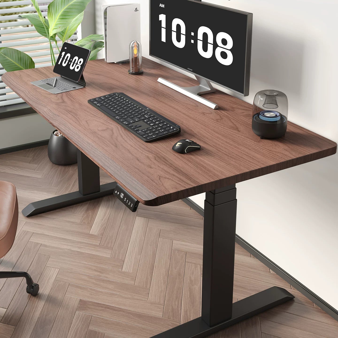 Adjustable height standing desk in home office