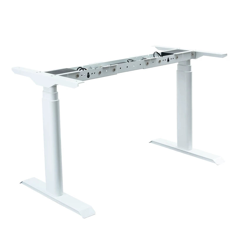 Solid wood electric standing desk - White Oval-Column Frame
