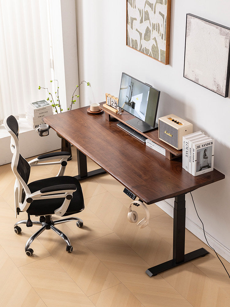 Custom solid wood dual-motor electric standing desk