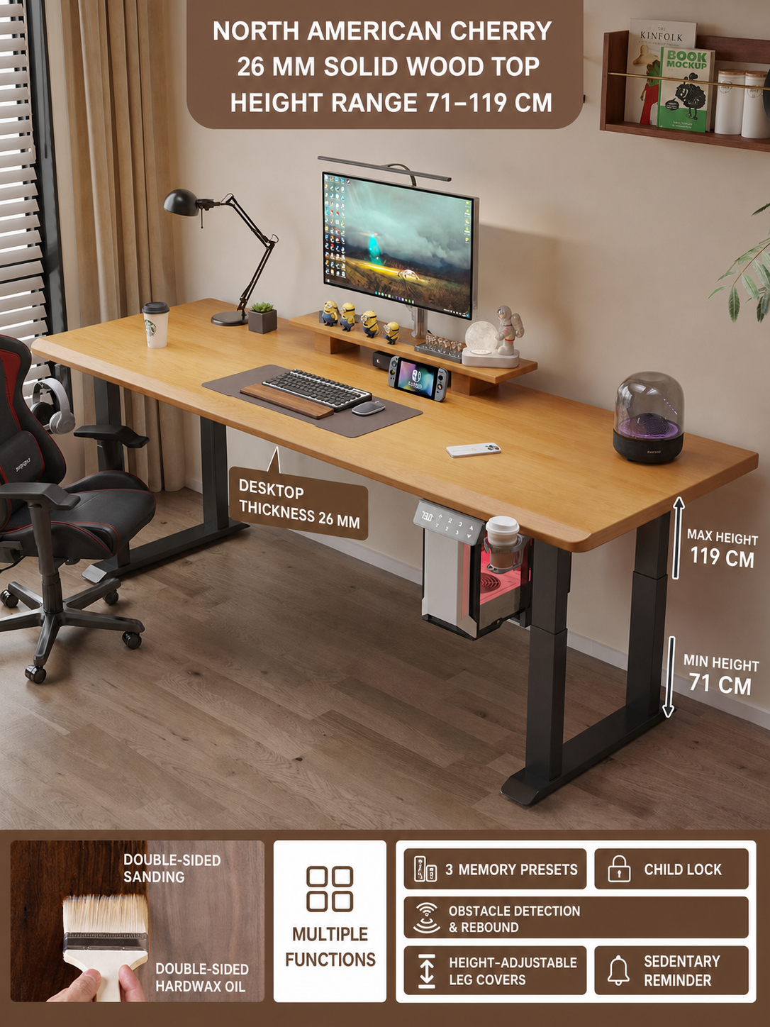North American Cherry 26 mm two-stage desk
