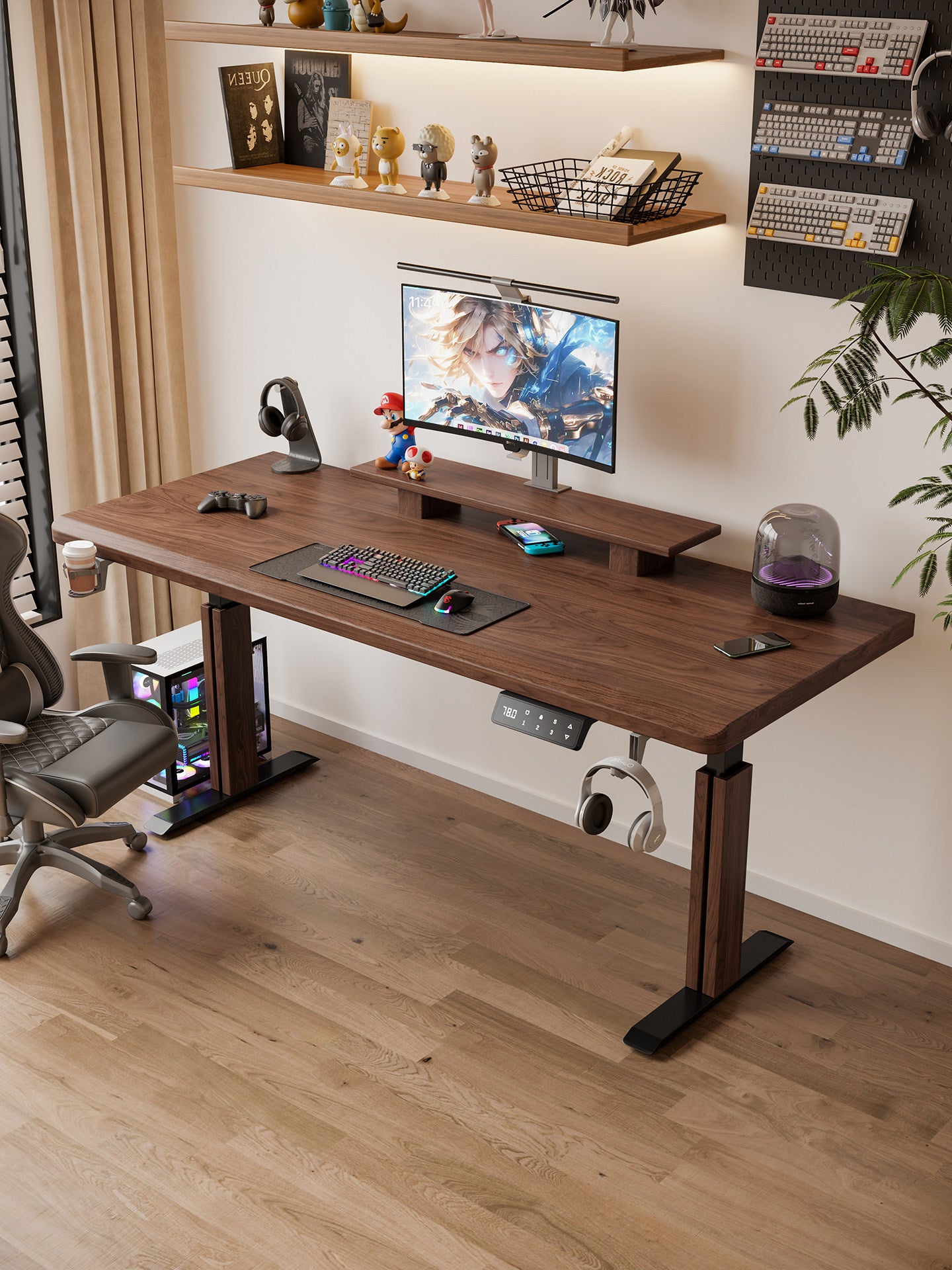Premium solid wood dual-motor standing desk with leg covers