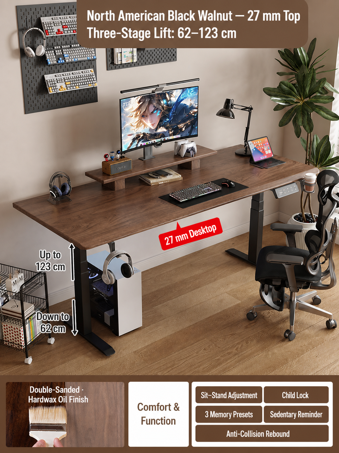 North American Black Walnut 27 mm desktop