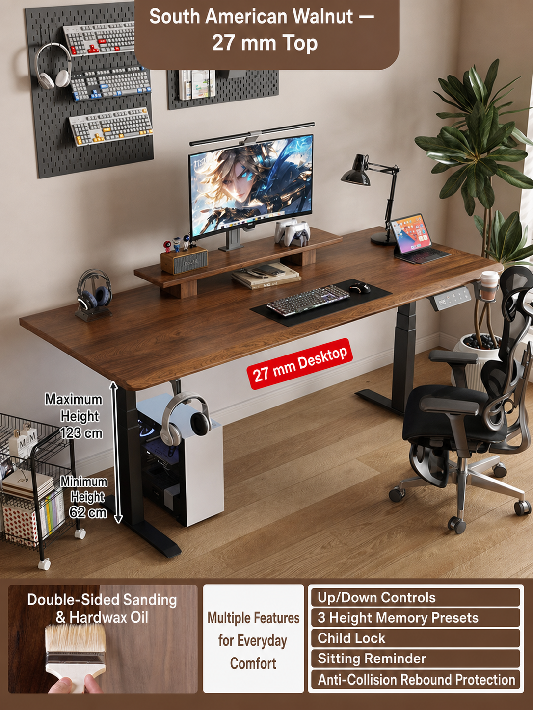 South American Walnut 27 mm desktop