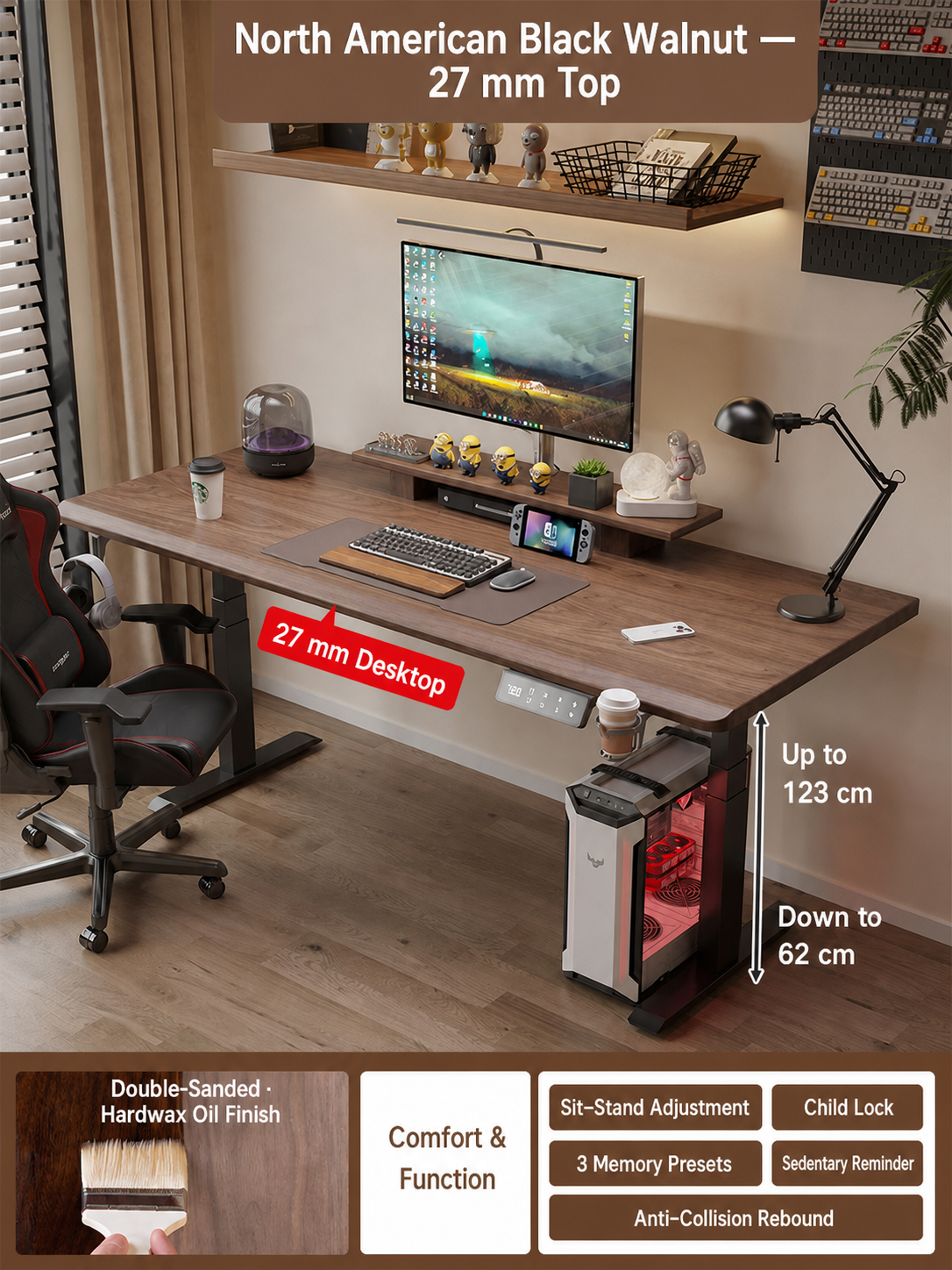 North American Black Walnut 26 mm desktop