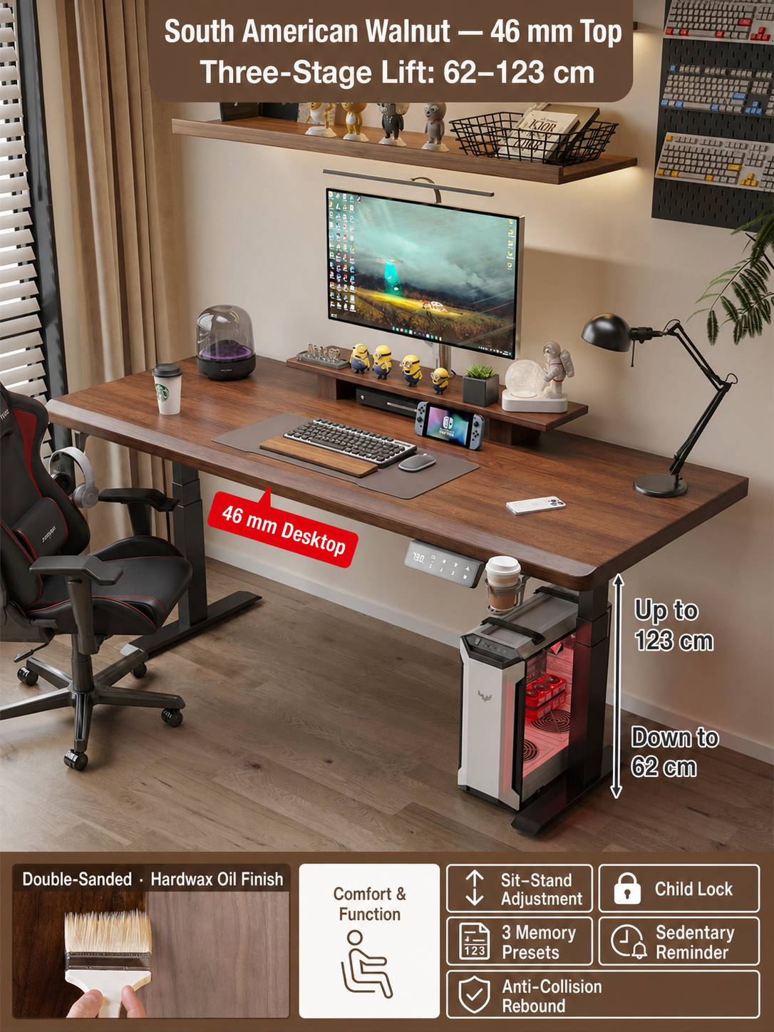 South American Walnut 46 mm desktop