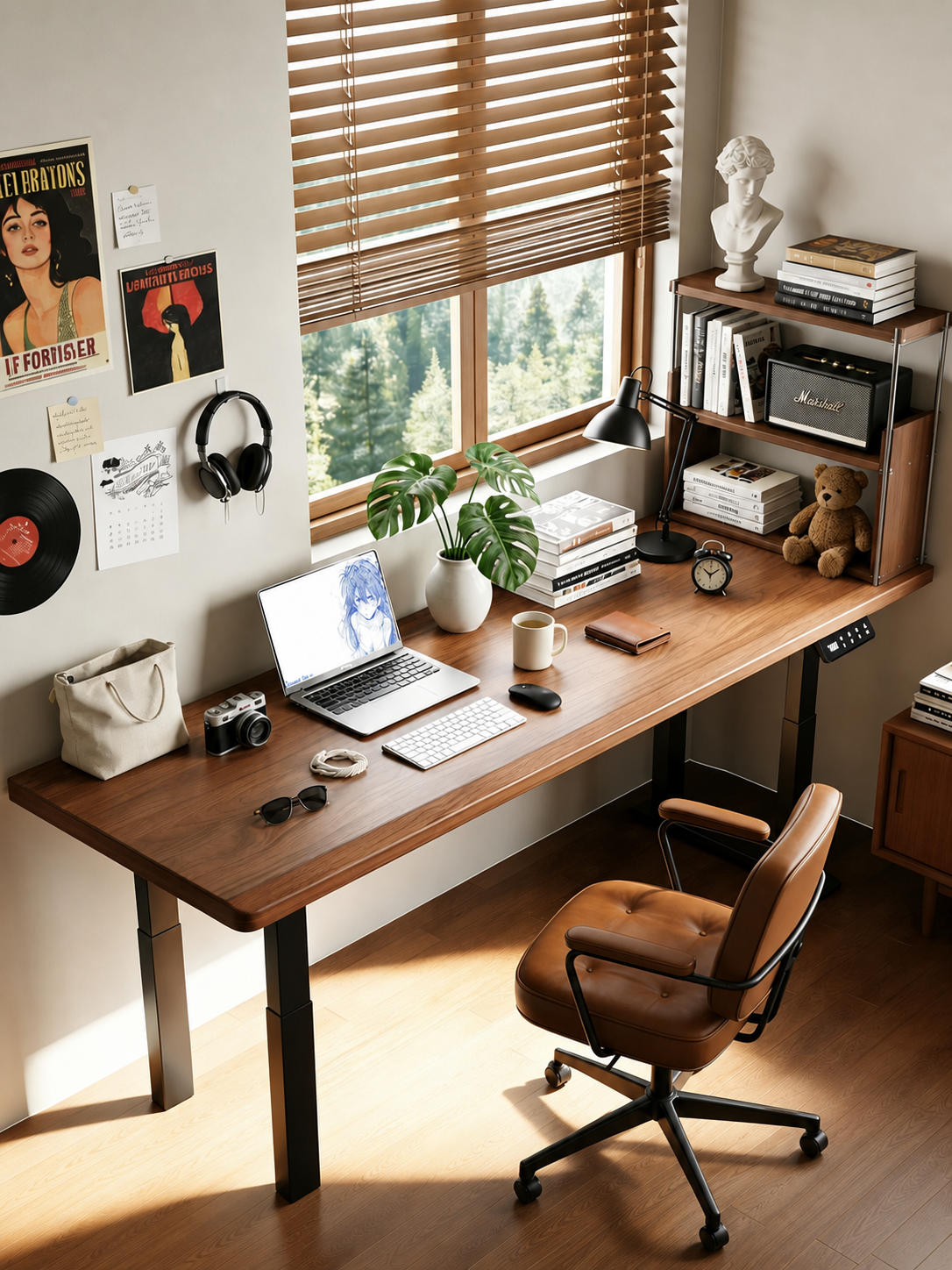Four-Leg Dual-Motor Solid Wood Electric Standing Desk