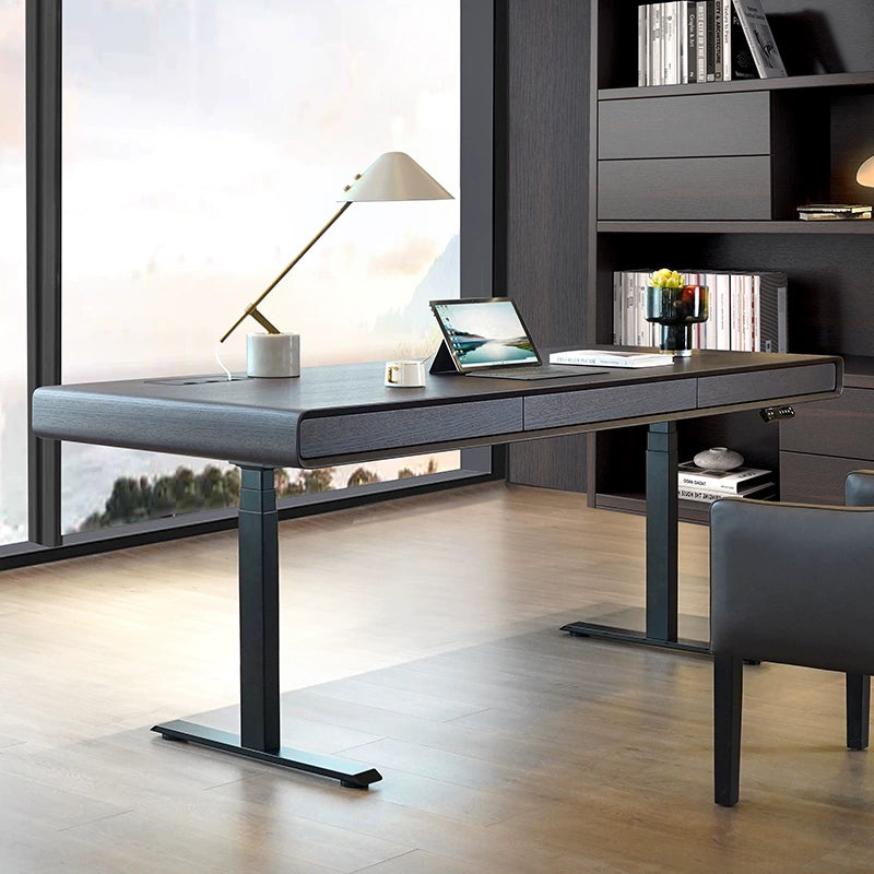 Italian minimalist electric standing desk in a modern home office