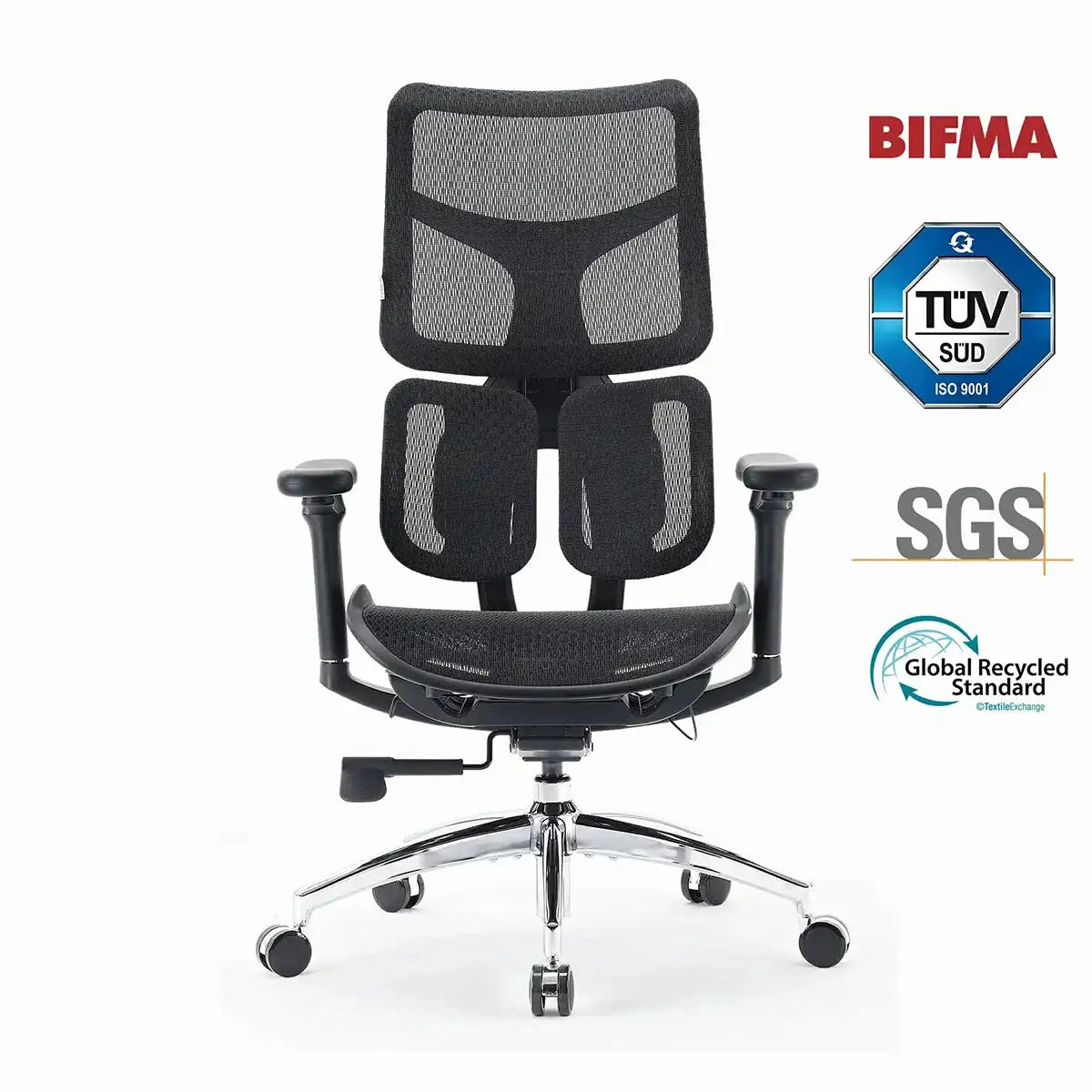Ergonomic Office Chair - Dual Dynamic Lumbar Support Mesh Desk Chair with 4D Adjustable Armrests, Comfortable High Back Computer Chair for Back Pain Relief