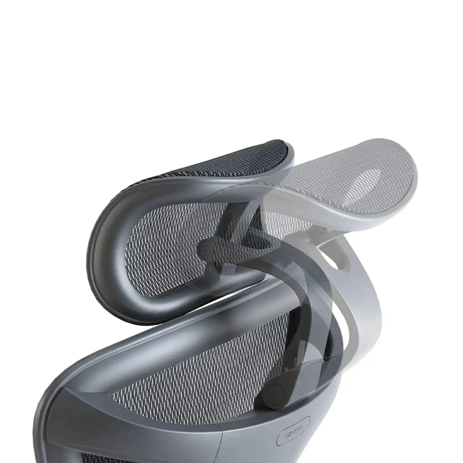 Minimalist white ergonomic desk chair with mesh back, perfect for a contemporary art or design studio.