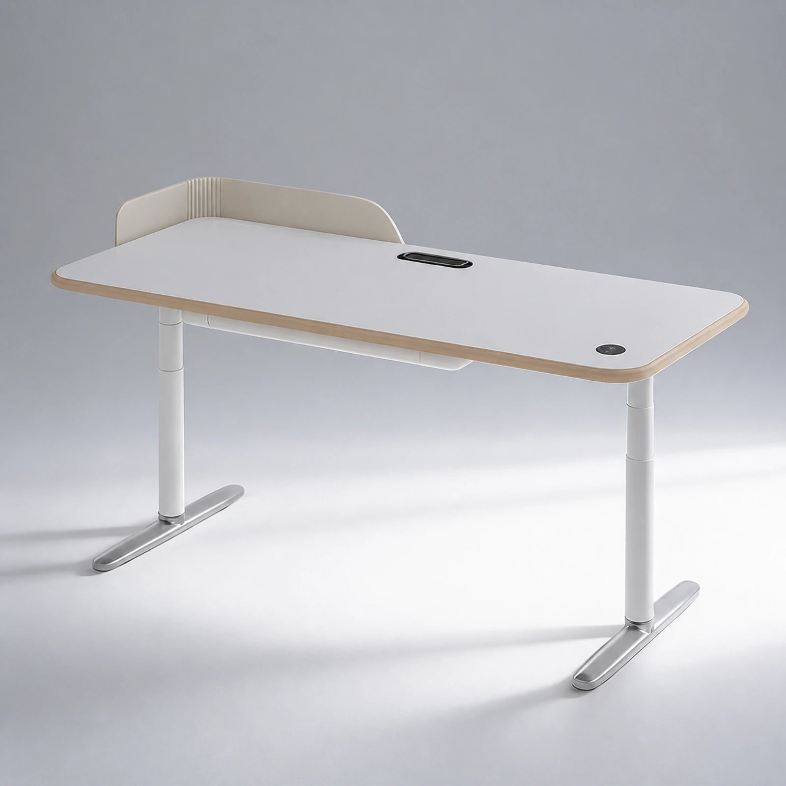 dual motor electric standing desk with antibacterial desktop, privacy screen and drawer