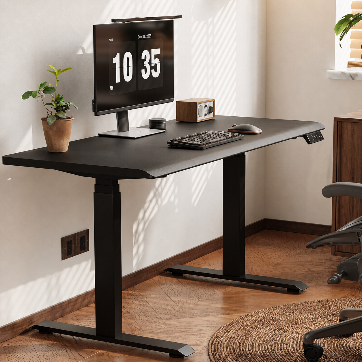 Modern Dual-Motor Electric Standing Desk with Chrome Frame Options product view 3