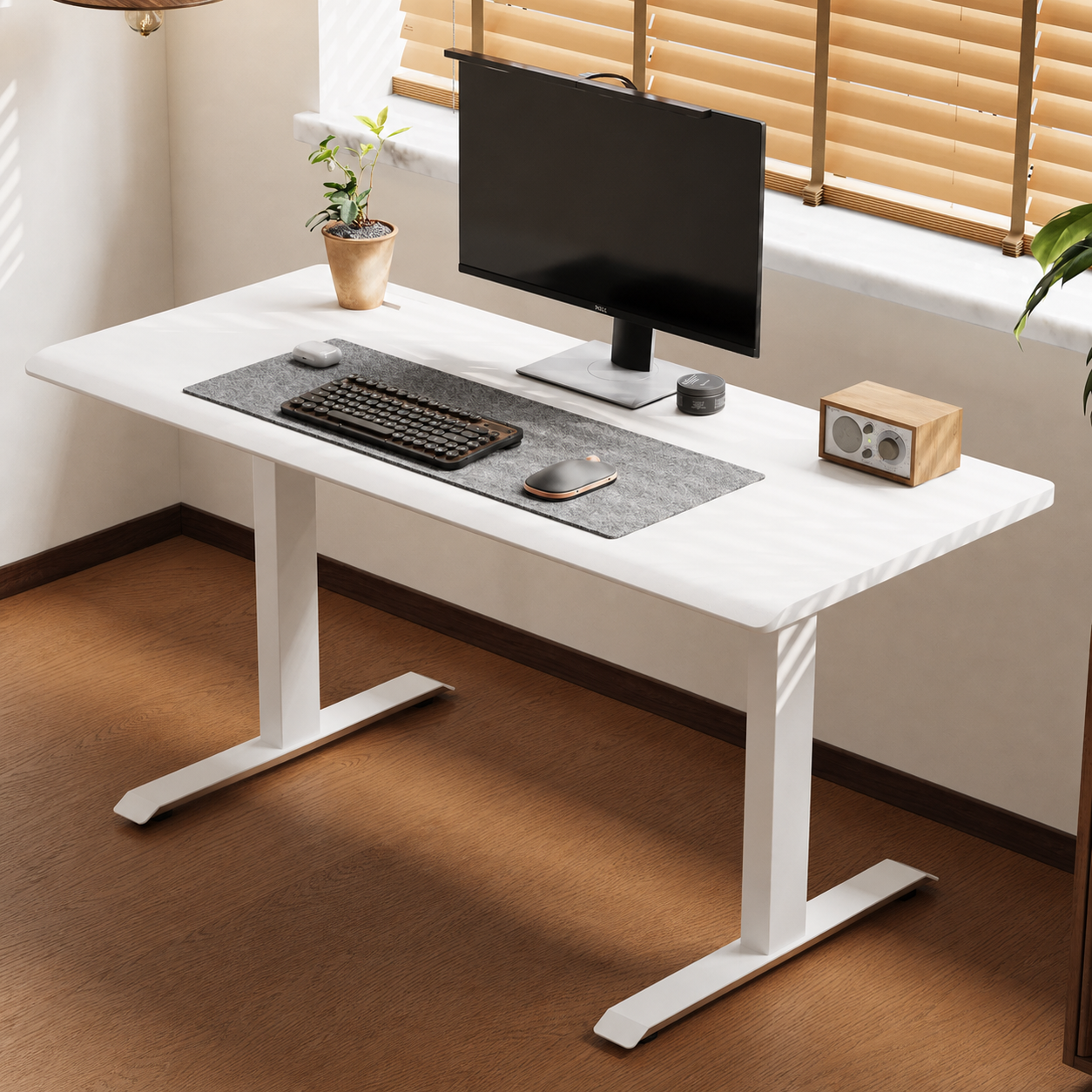 Modern Dual-Motor Electric Standing Desk with Chrome Frame Options configuration 9