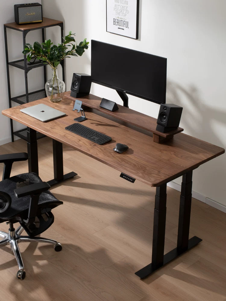 Solid black walnut executive standing desk product view