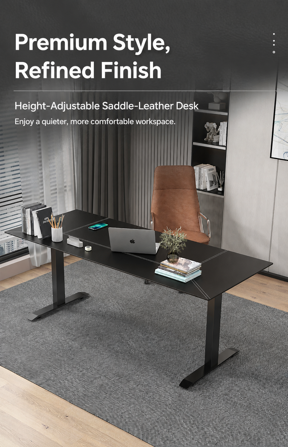 Extra-wide three-motor standing desk overview