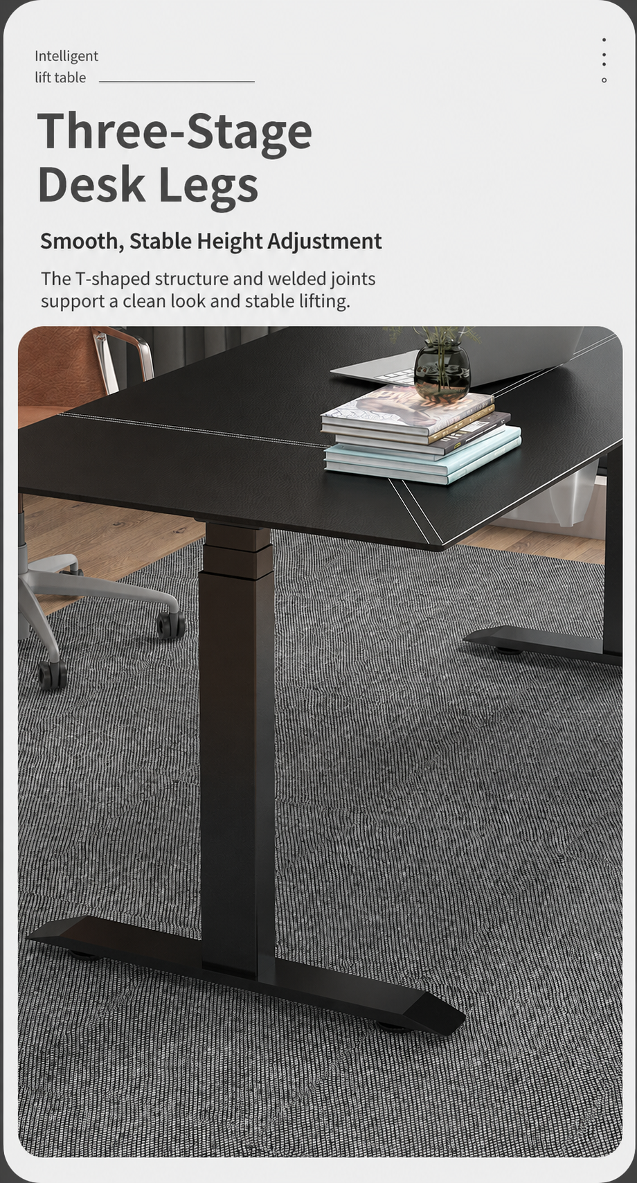 Three-stage electric lifting legs