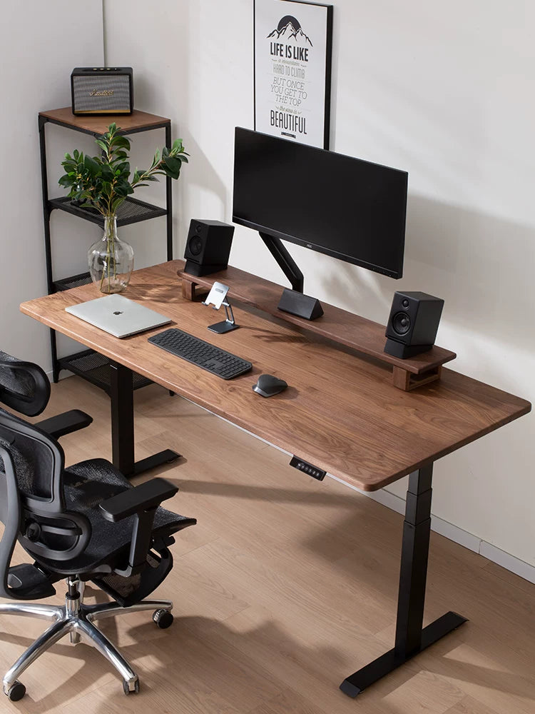 Solid Black Walnut Electric Standing Desk - Dual or Four Motor product view 01