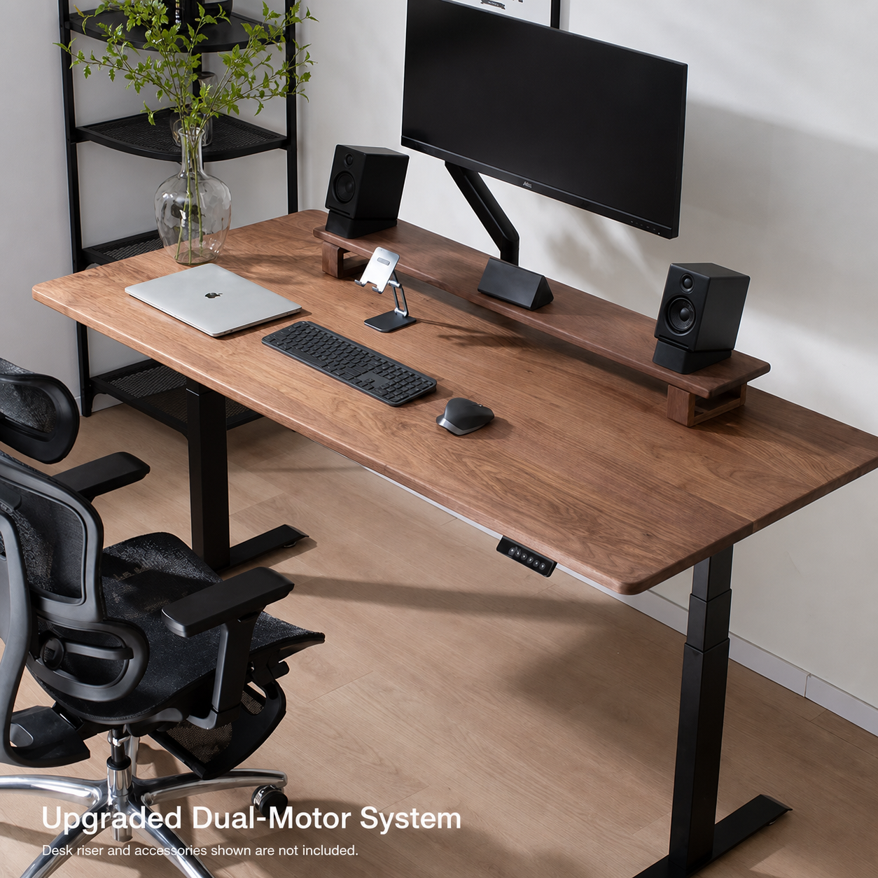 Solid Black Walnut Electric Standing Desk - Dual or Four Motor option image 04