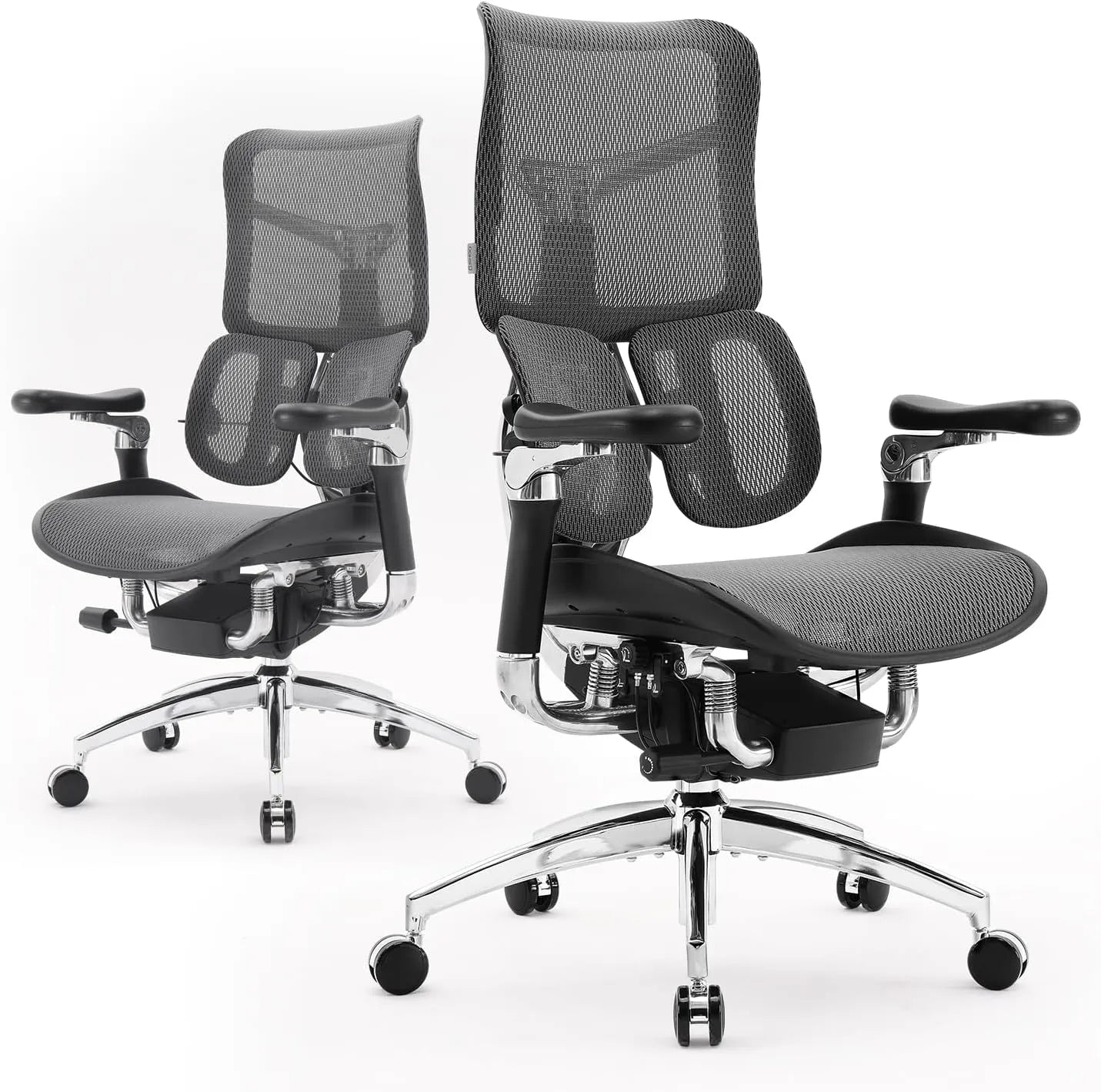 Gravity-Defying Ergonomic Office Chair - Luxury Mesh Desk Chair with Dual Dynamic Lumbar Support & 4D Armrests, Comfortable Computer Chair for Back Pain Relief