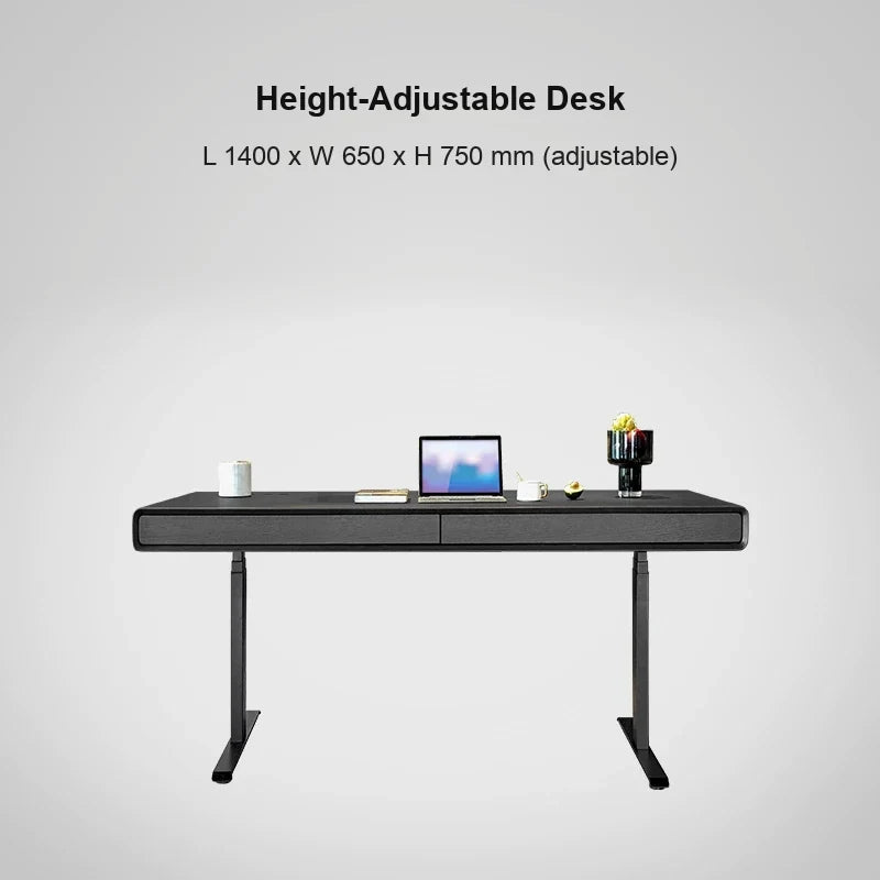 black oak standard electric standing desk 1400 x 650 x 750 mm