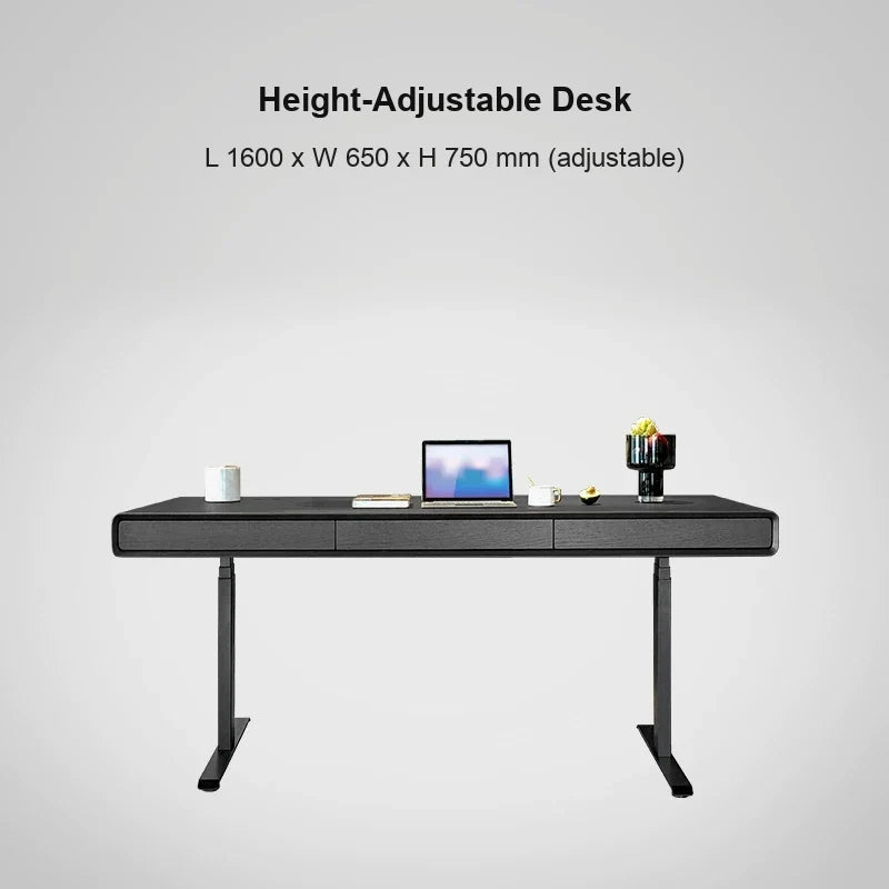 black oak standard electric standing desk 1600 x 650 x 750 mm