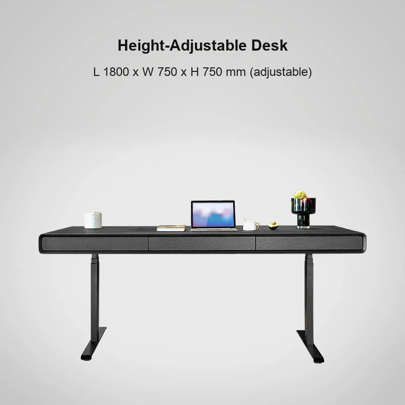 black oak standard electric standing desk 1800 x 750 x 750 mm