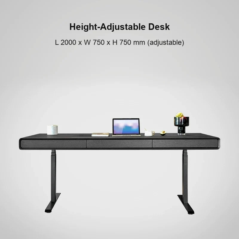 black oak standard electric standing desk 2000 x 750 x 750 mm