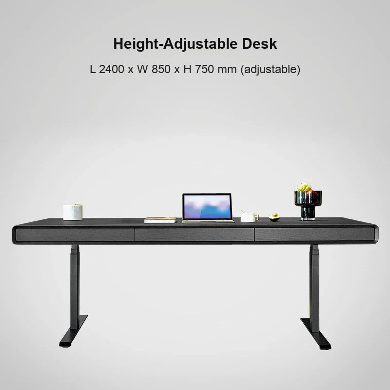 black oak standard electric standing desk 2400 x 850 x 750 mm