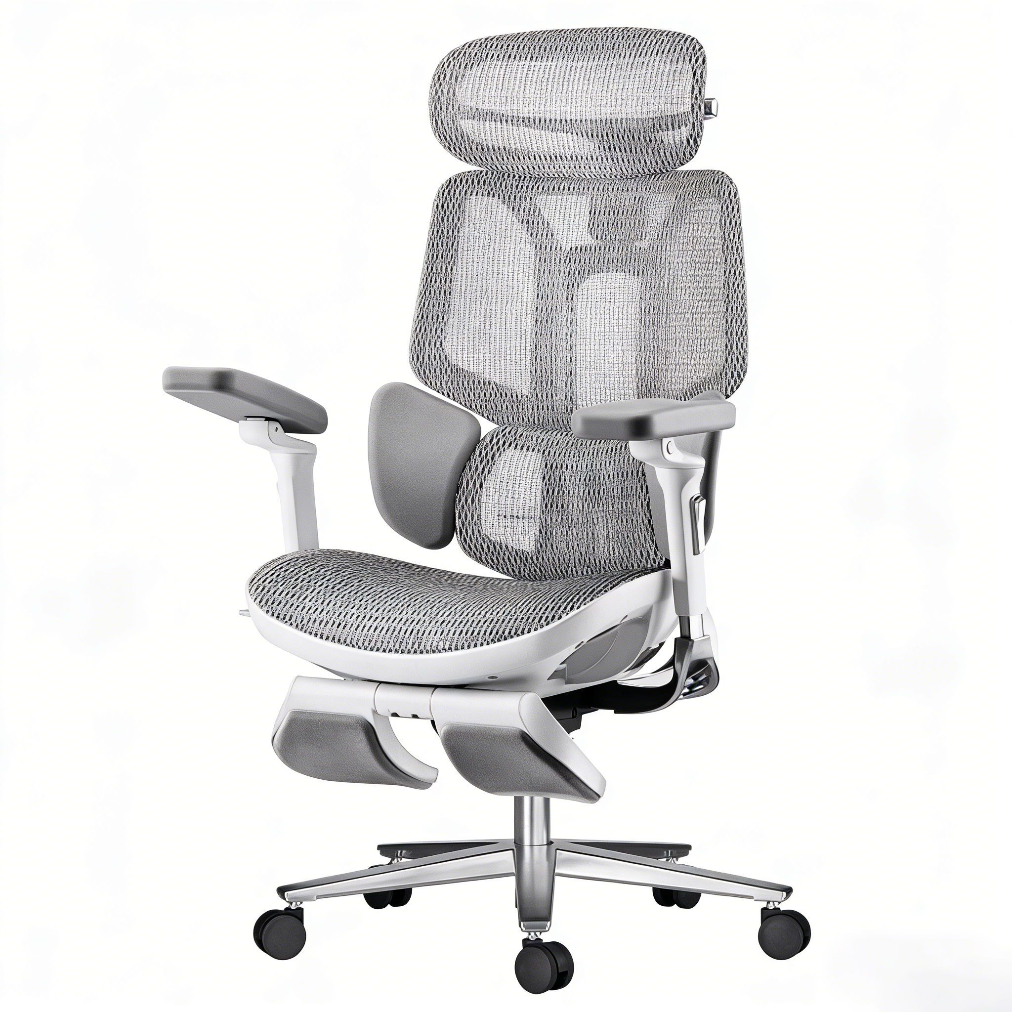 Réglage de la hauteur du siège d'une chaise de bureau ergonomique pour assurer une bonne posture et un bon placement des pieds.