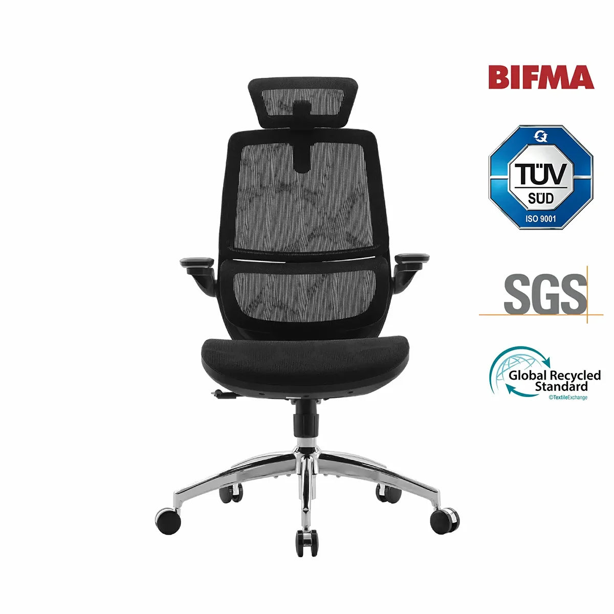 Ergonomic Office Chair - Space Saving Mesh Desk Chair with Flip-up Arms & Lumbar Support for Back Pain Relief, Comfortable Computer Chair for Long Hours