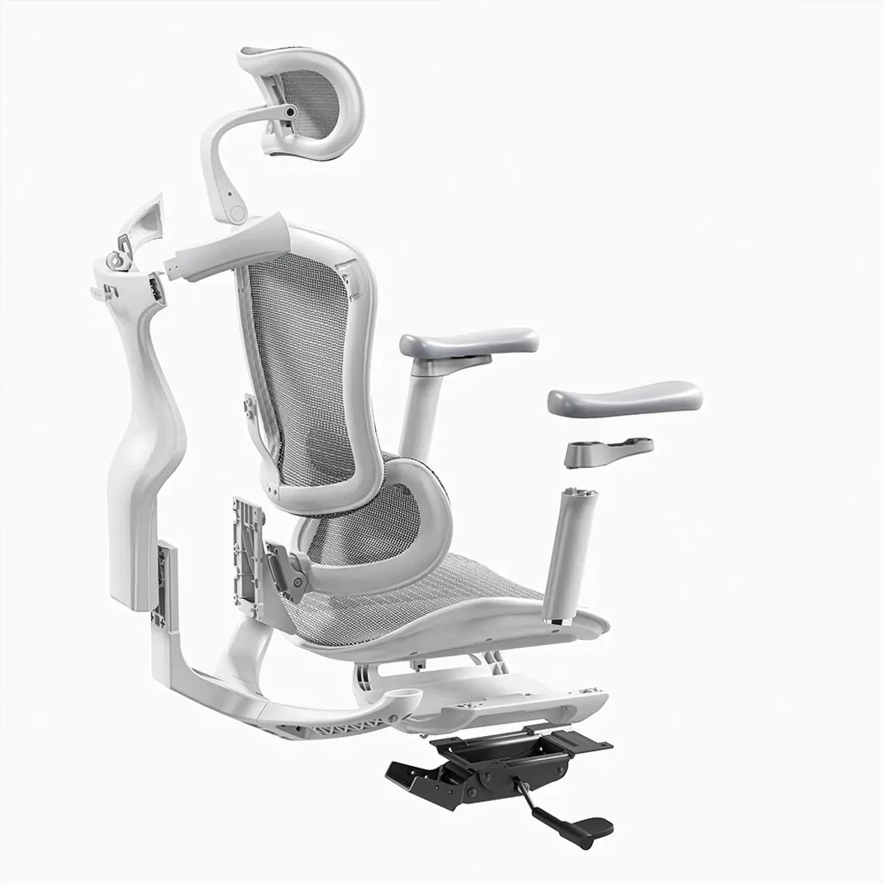 Ergonomic black mesh chair under a desk lamp, perfect for focused night-shift work and deep concentration.