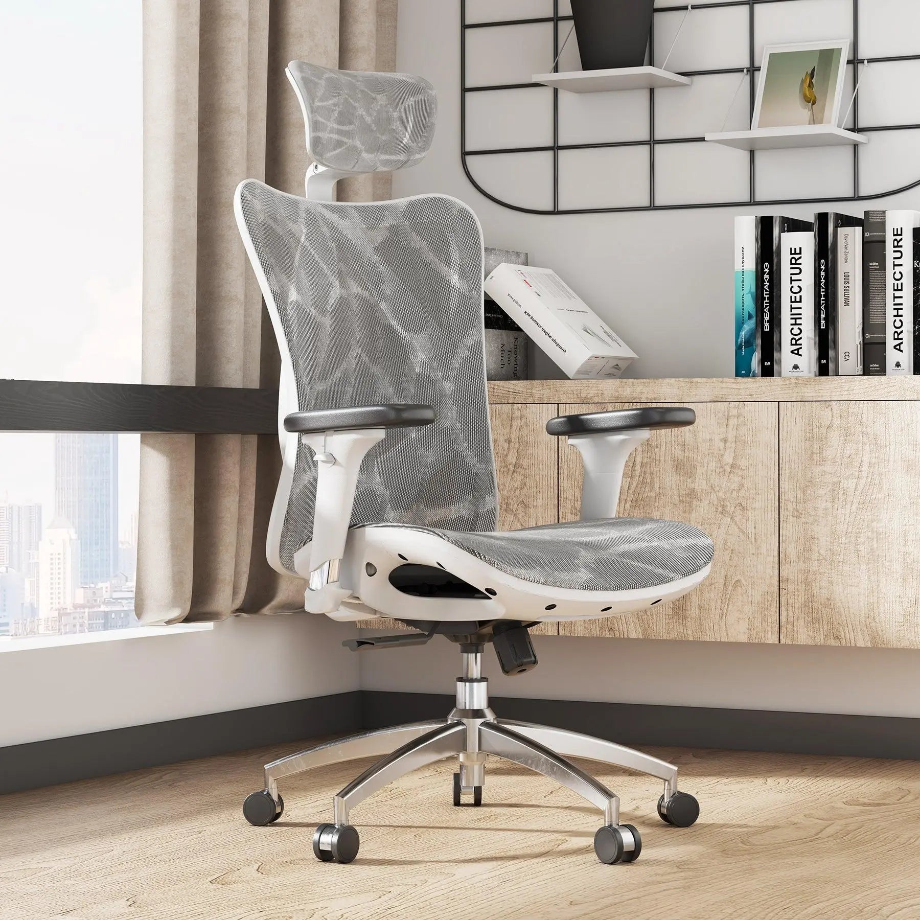 Ergonomic Office Chair - Full Mesh Desk Chair with 3D Adjustable Armrests & Lumbar Support, Comfortable High Back Computer Chair for Back Pain Relief