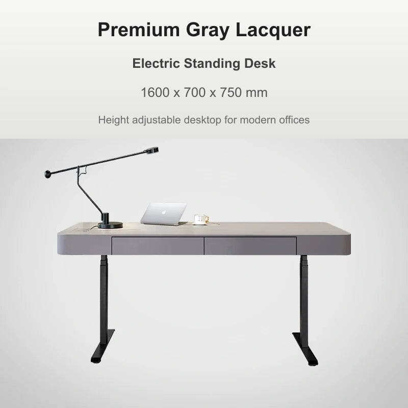 premium gray electric standing desk 1600 x 700 x 750 mm variant image