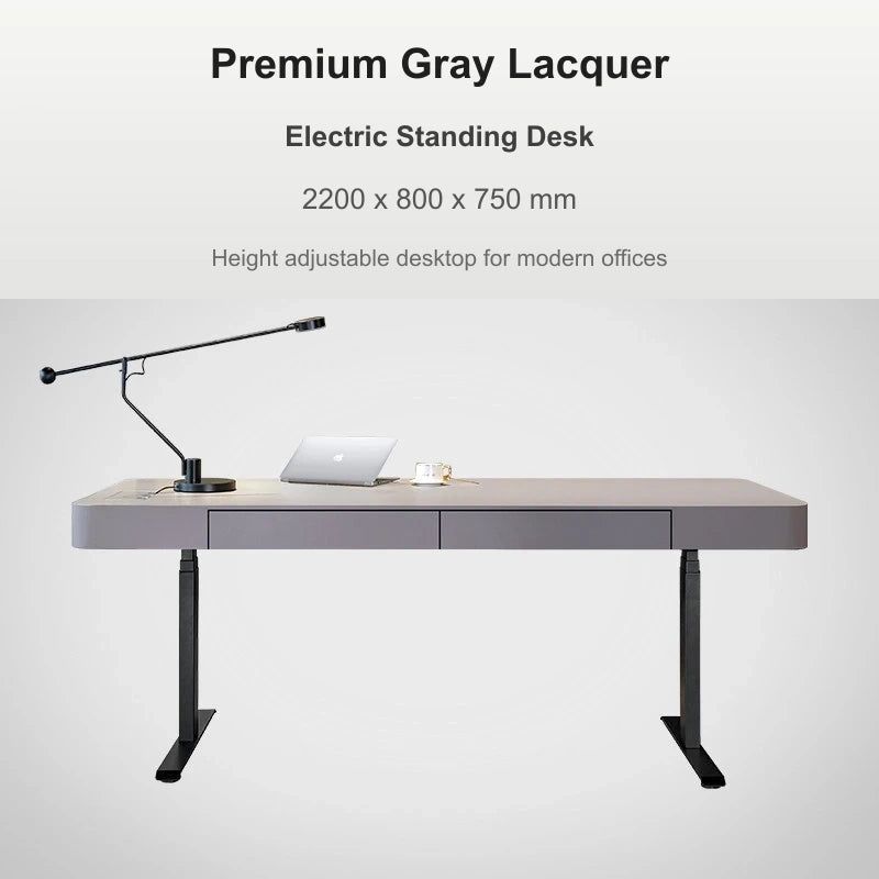 premium gray electric standing desk 2200 x 800 x 750 mm variant image