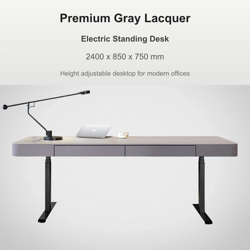 premium gray electric standing desk 2400 x 850 x 750 mm variant image