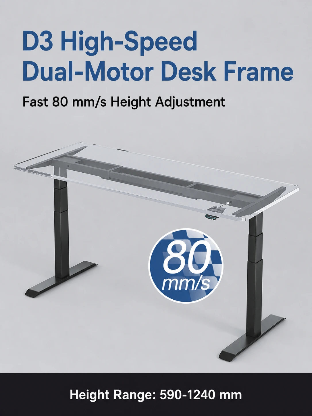 high-speed D3 dual-motor electric standing desk frame for home office