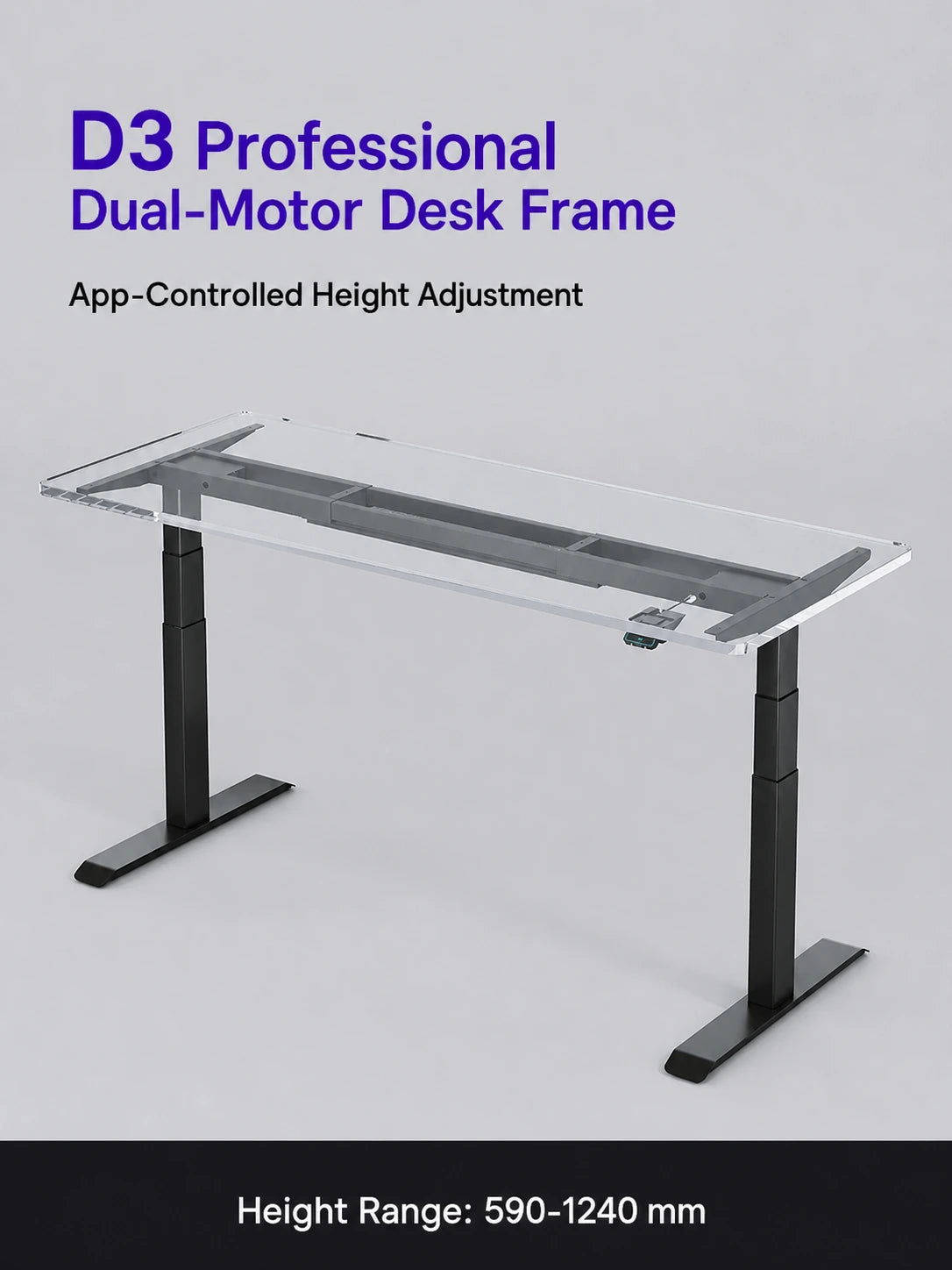 professional D3 dual-motor electric standing desk frame with app control