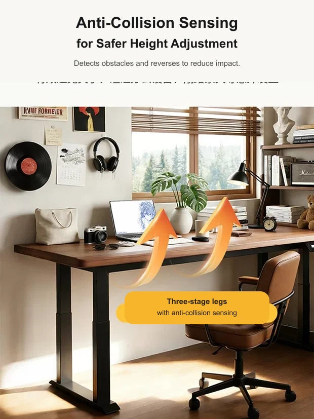 electric standing desk with anti-collision sensing system