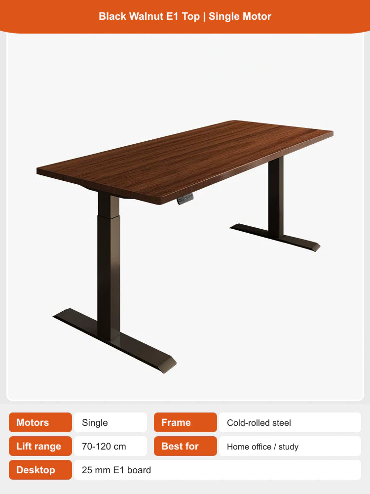 black walnut e1 top | single motor electric standing desk configuration