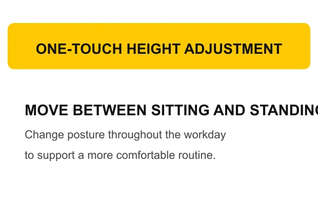 One-touch height adjustment for alternating between sitting and standing at an electric desk