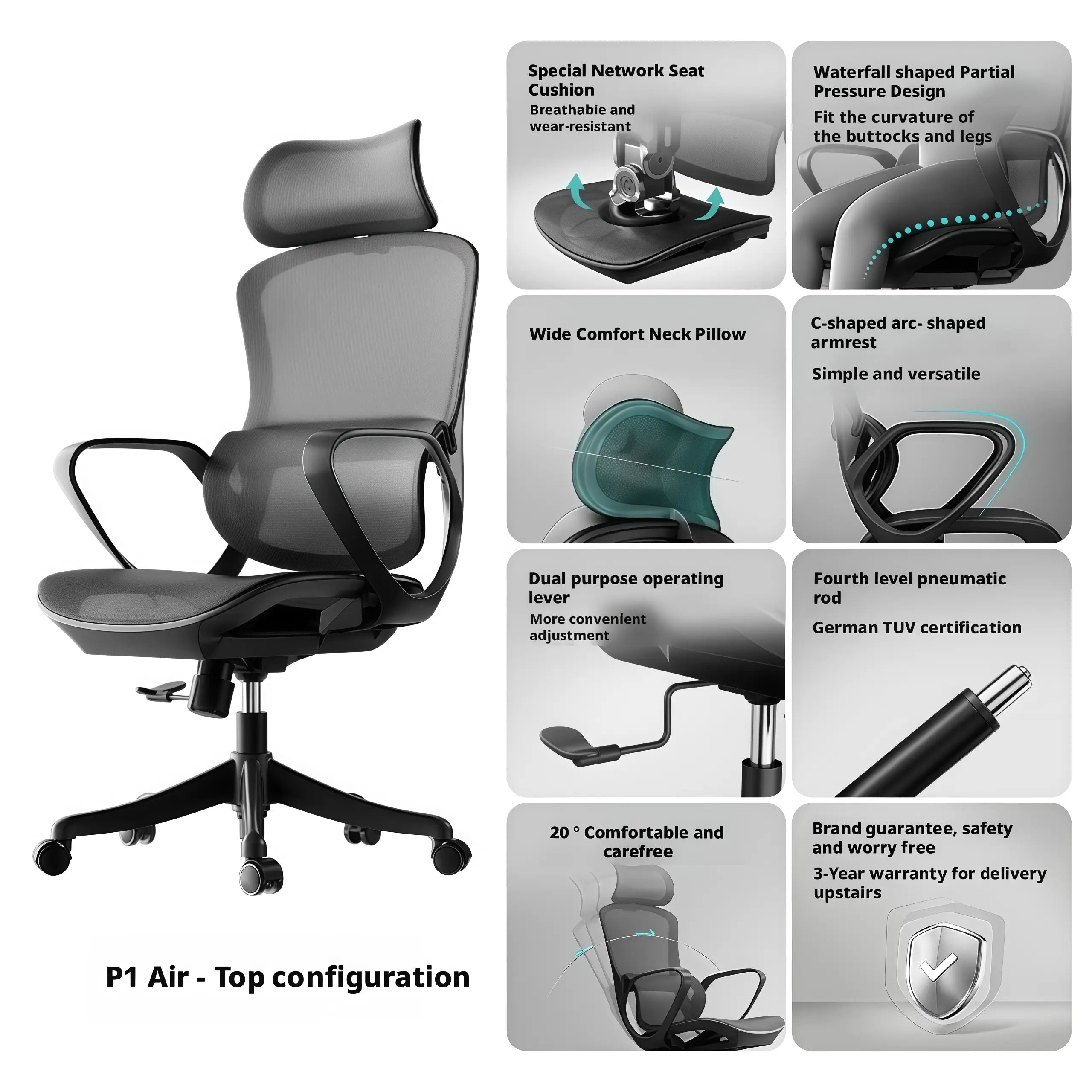 Ergonomic mesh office chair showing overall modern design