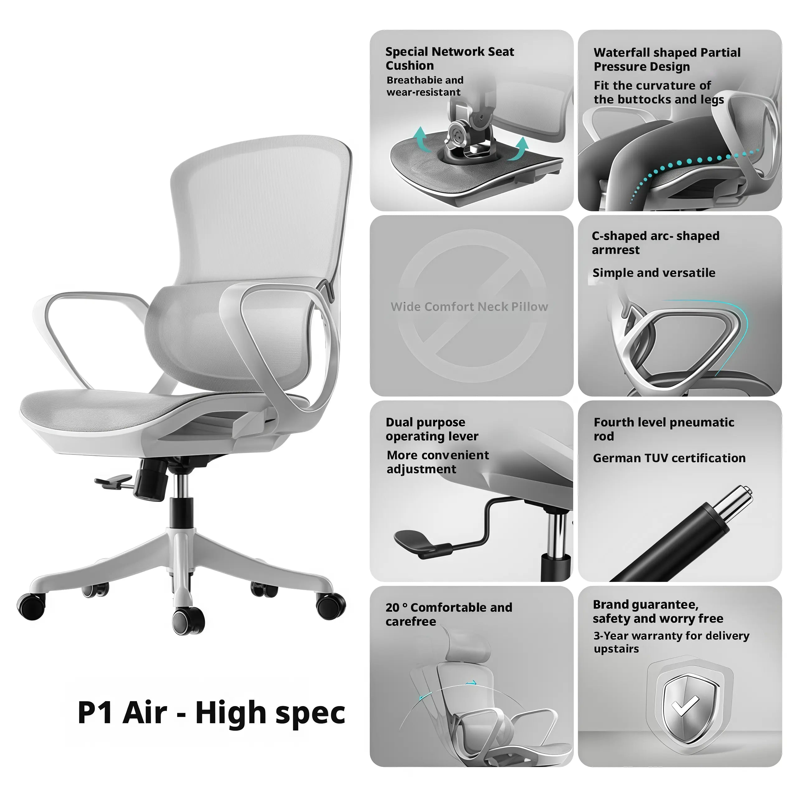 Ergonomic mesh office chair with clean and minimalist style