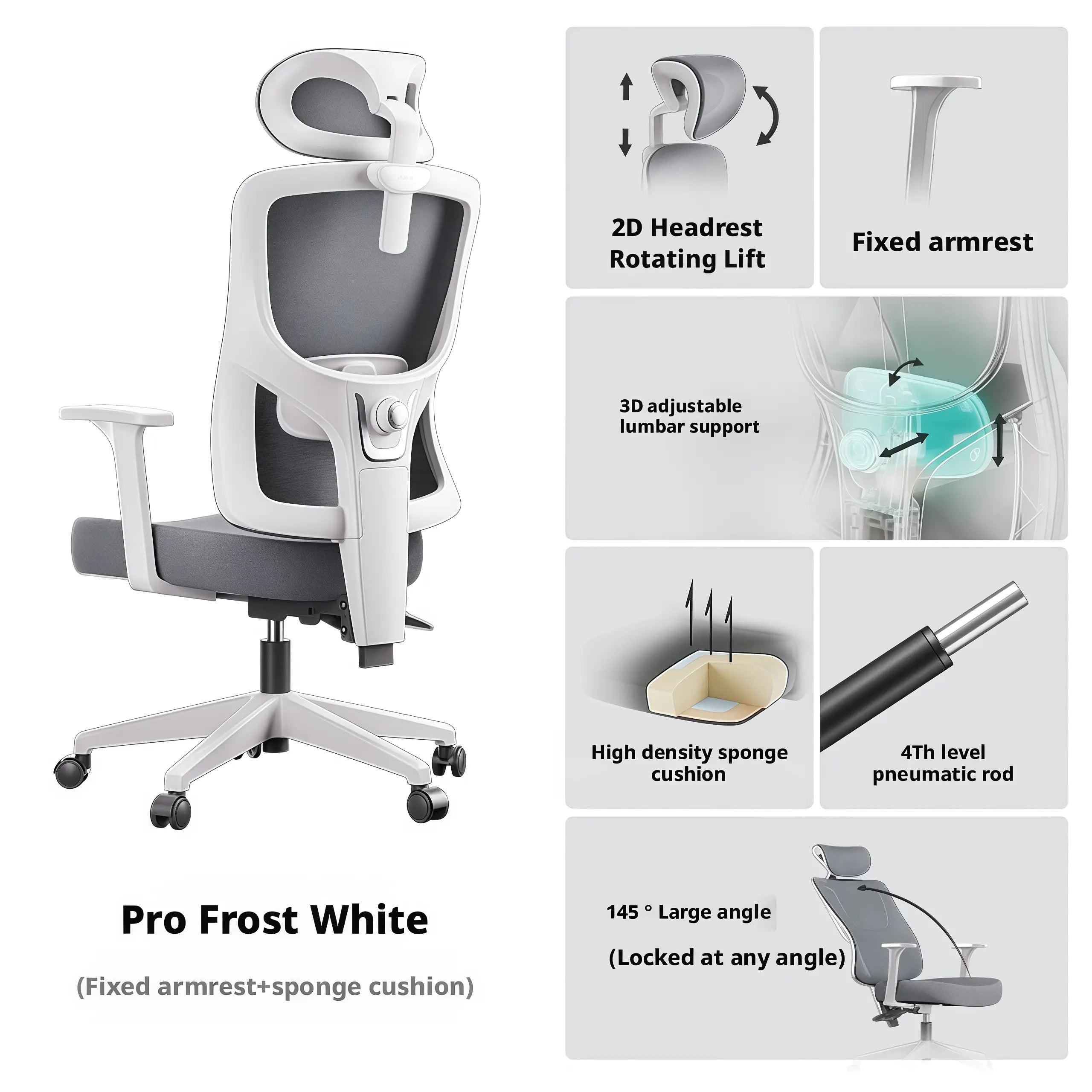 Ergonomic office chair showing full view and minimal modern style