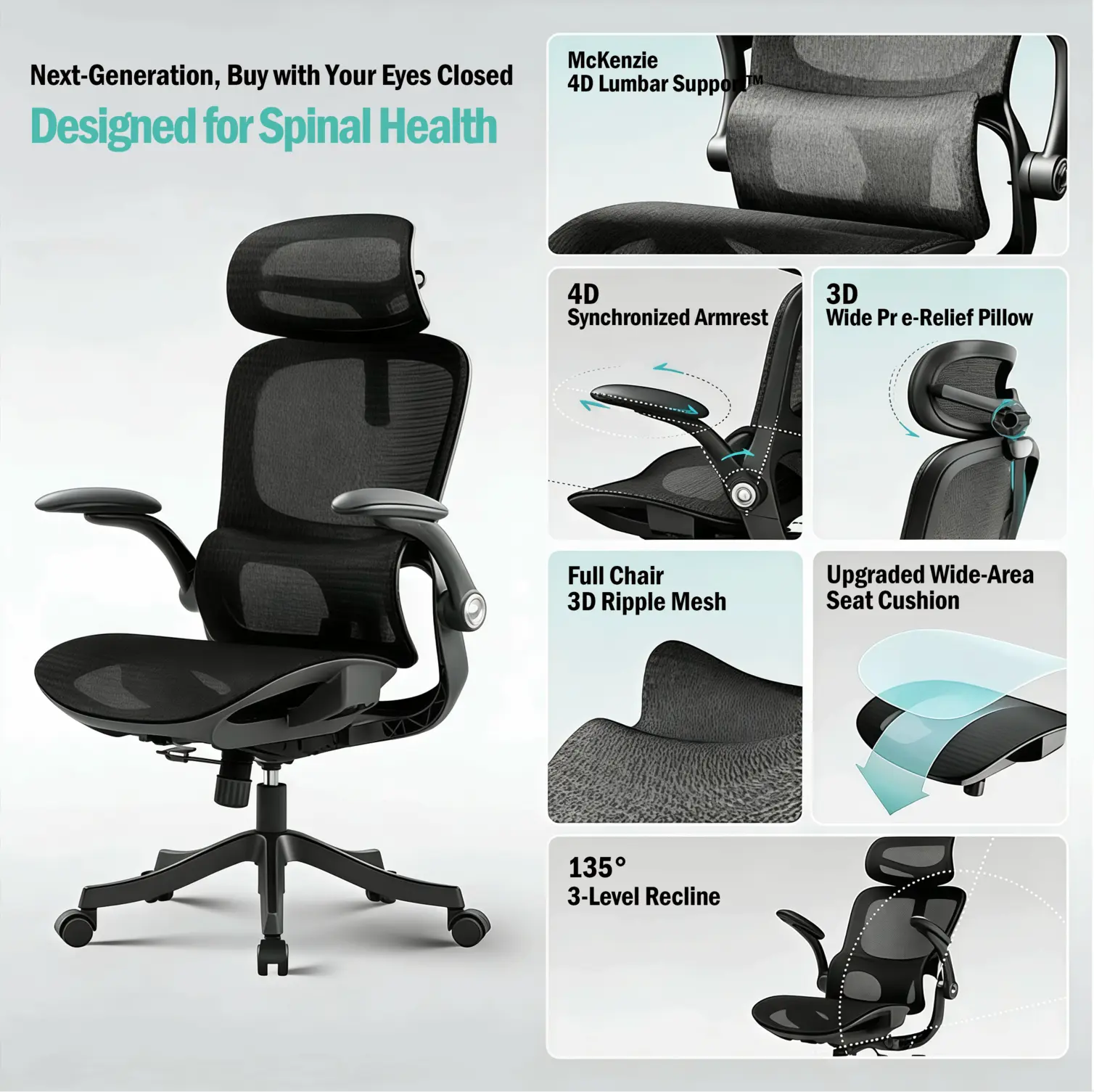 Ergonomic office chair with retractable footrest for office napping