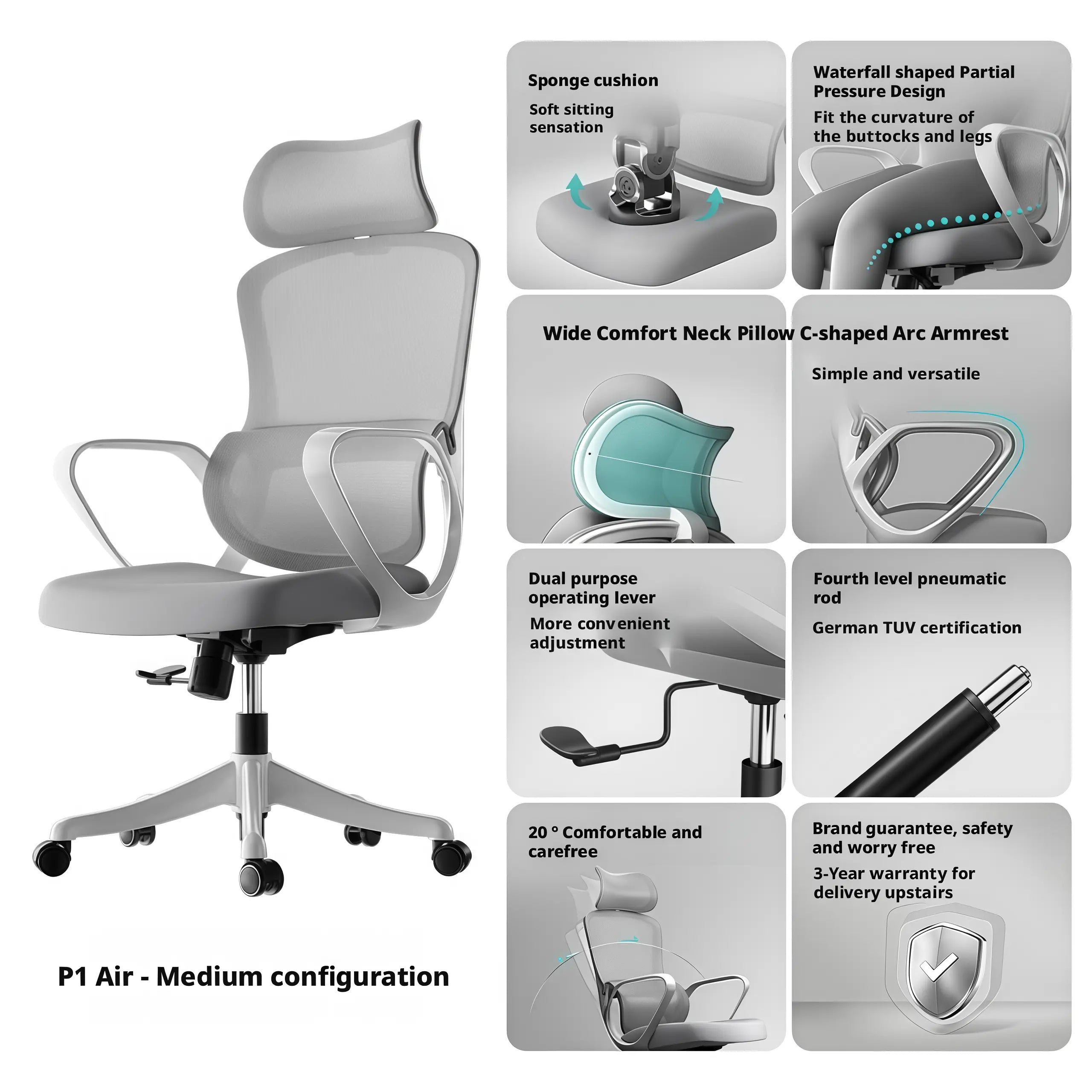 Ergonomic mesh office chair side view highlighting compact structure
